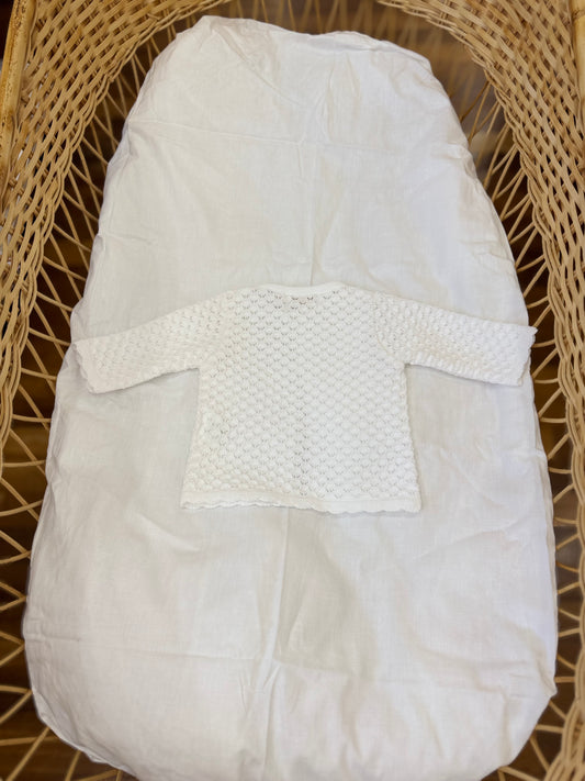 Cardigan PCS baby in filo di cotone traforato bianco