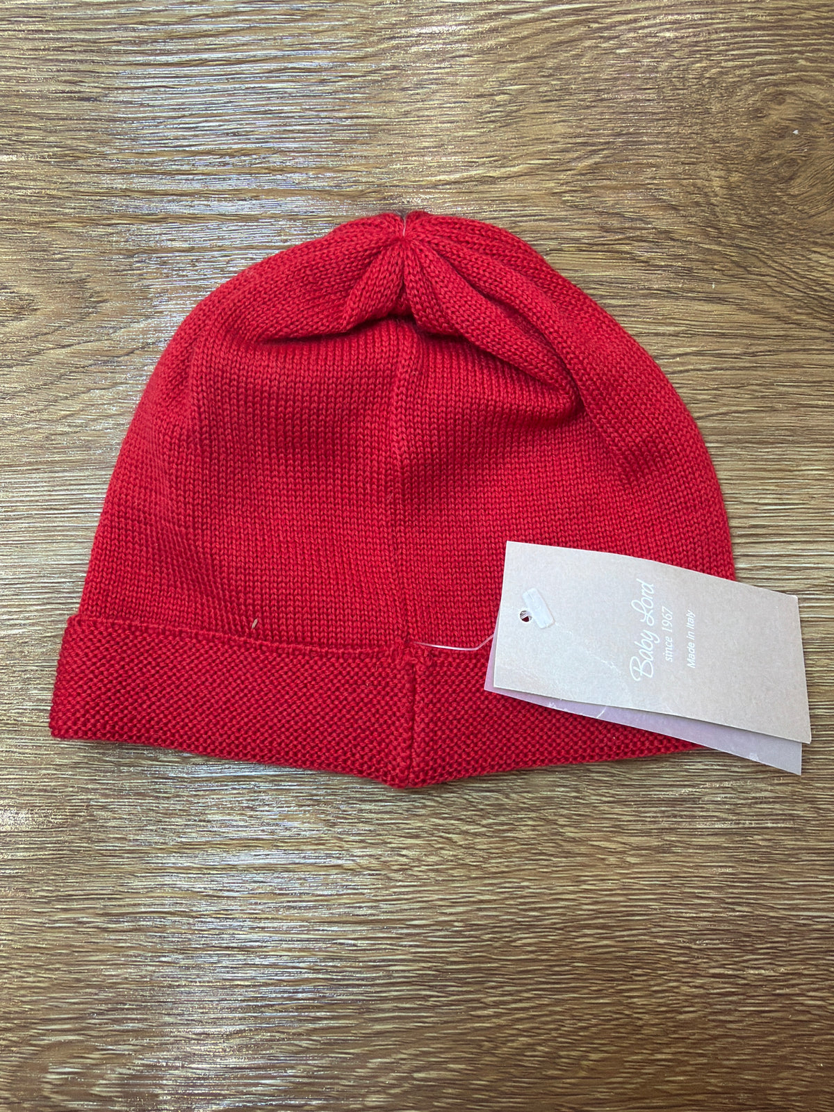 Cappello Baby Lord in lana rosso basico con risvolto