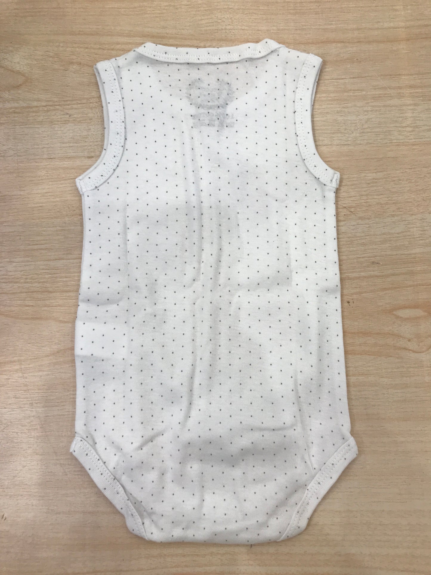Body Coccodè in cotone bianco con pois grigi spalla larga