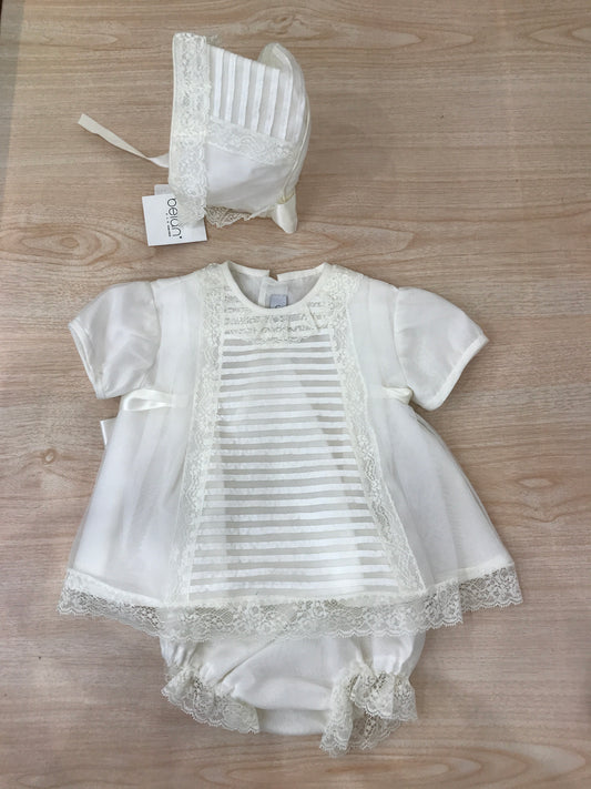 Completo Belan in organza con applicazioni di pizzo casacca con culotte.