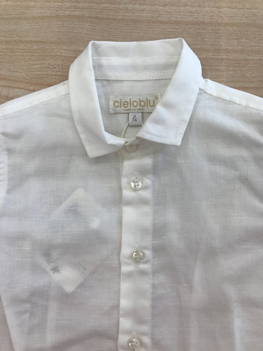 Camicia Cielo Blu bianca mezza manica con collo a punta e bottoni sul davanti