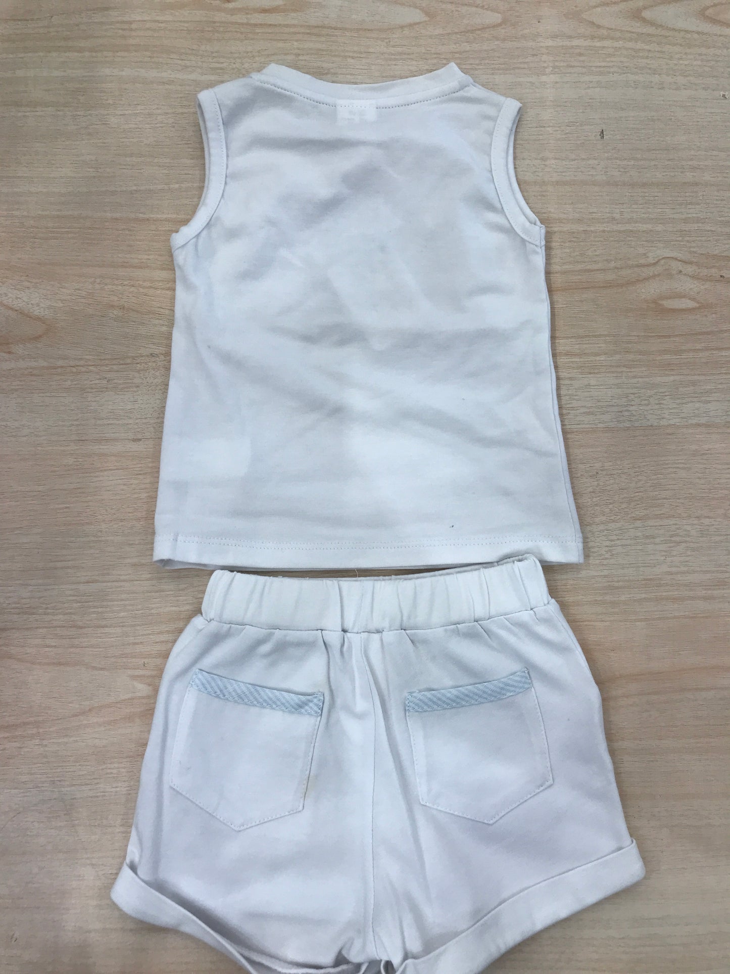 Completo Coccodè in cotone bianco canotta con disegno e pantalone corto