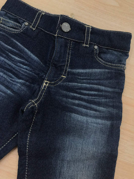 Jeans Maperò in cotone con lavaggio blu scuro con risvolto in basso a righe