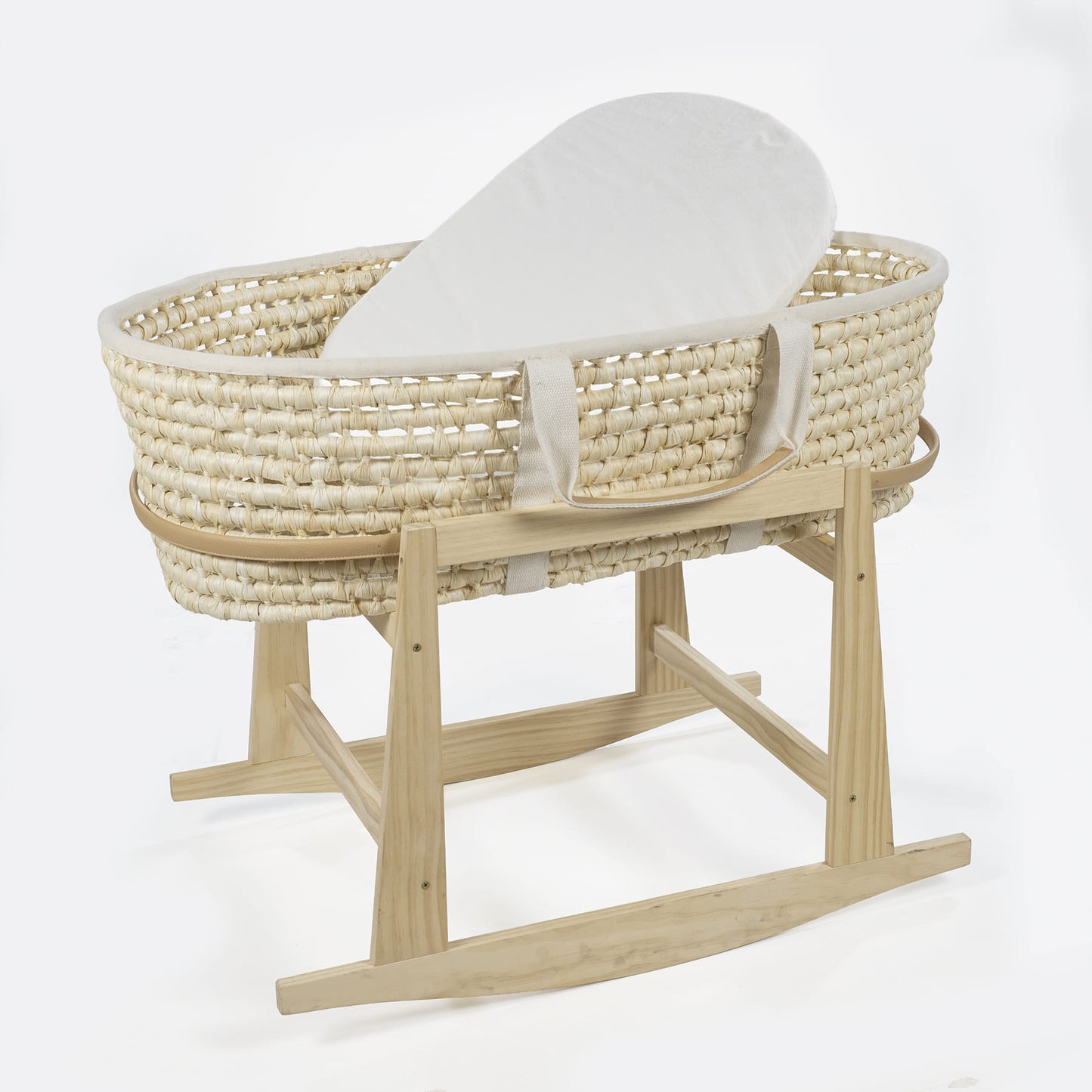SUPPORTO PER CULLA IN VIMINI A DONDOLO IN LEGNO NATURALE