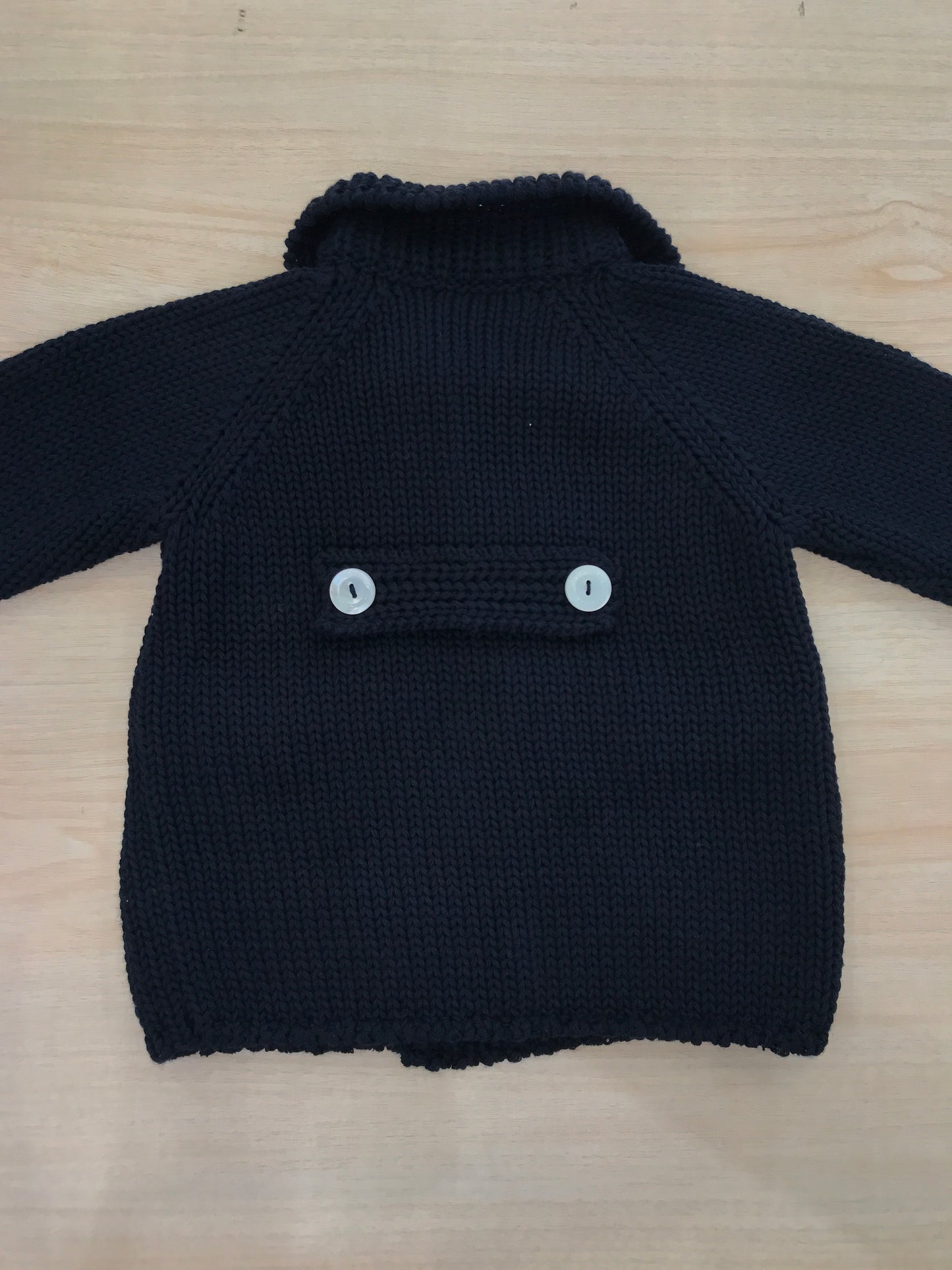 Cappotto Colibrì in filo blu scuro doppio petto con piccole tasche