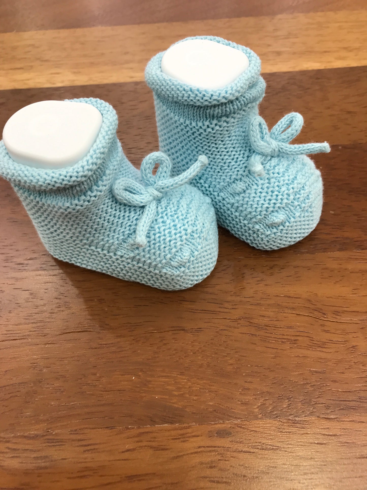Babbucce PCS in filo di cotone turchesi con fiocchetto sul davanti