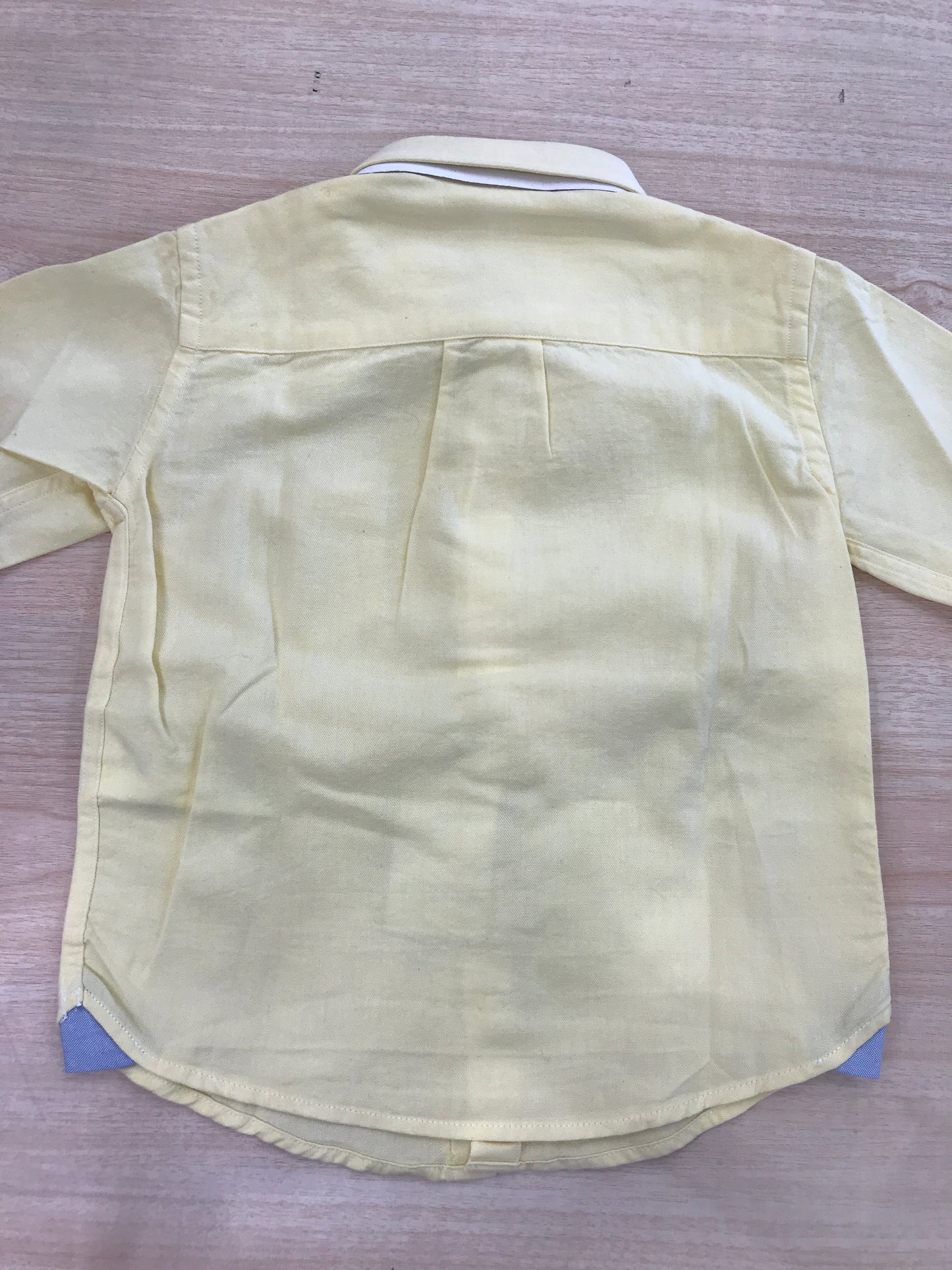 Camicia Nanan in cotone gialla manica lunga con colletto a punta e taschino laterale