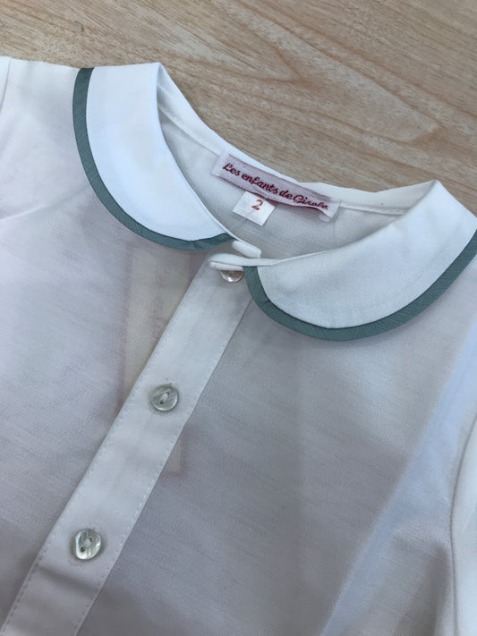 Camicia Les Enfants de Gisele in cotone mezza manica con colletto dal profilo verde