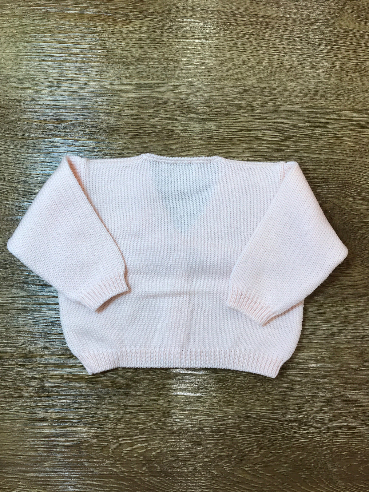 Cardigan Biebi in lana rosa con piccoli bottoncini e ricamo sul davanti