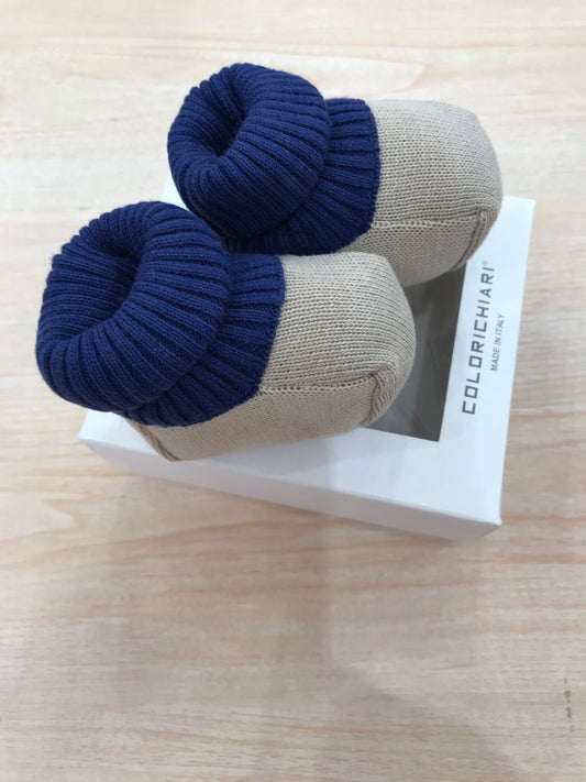 Babbucce Colori Chiari in filo tortora e blu scuro