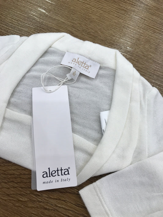 Cardigan Aletta in lanetta panna con fiocchetto sul retro