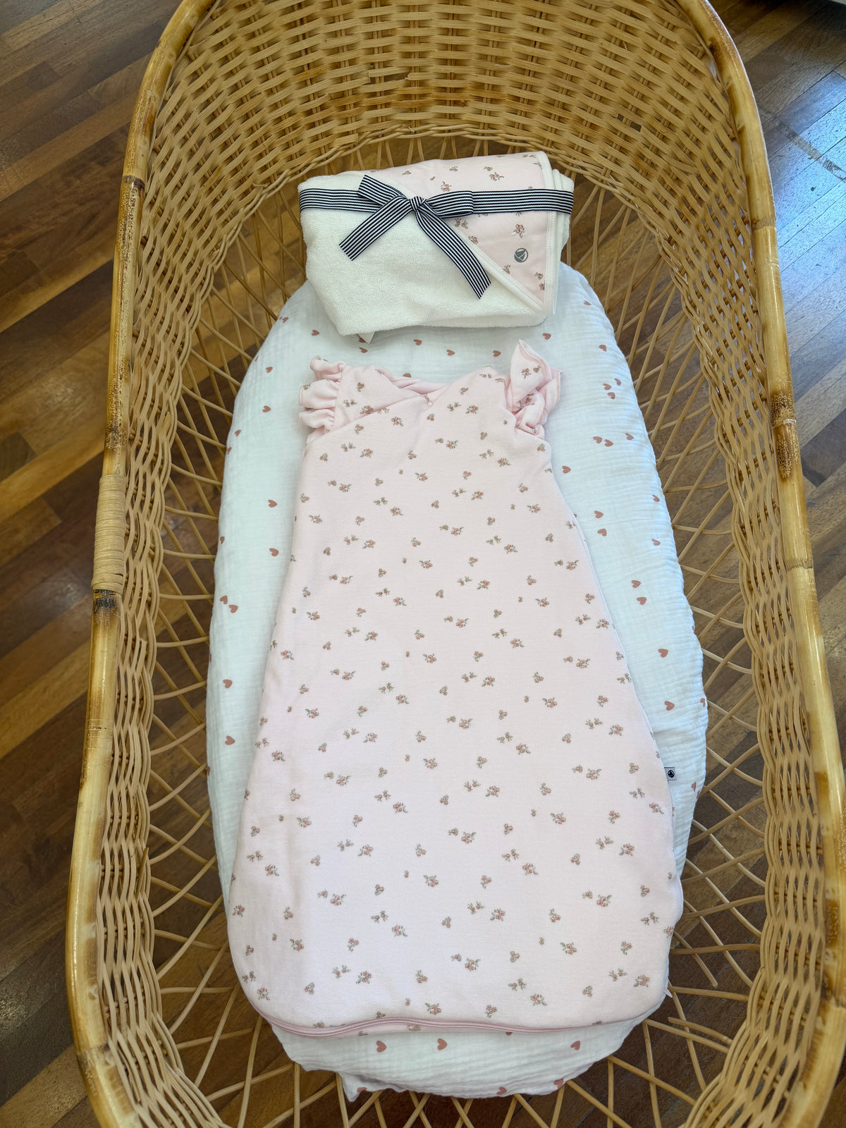 Coordinato nascita Petit Bateau con fiorellini rosa