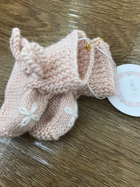 Babbucce Fofettes rosa antico con fiorellino ricamato sul davanti