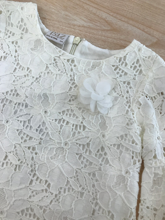 Abito Paz Rodriguez in cotone con san gallo bianco manica con volant