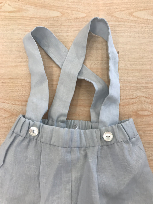 Pantalone Colibrì in lino a sbuffo con bretelle