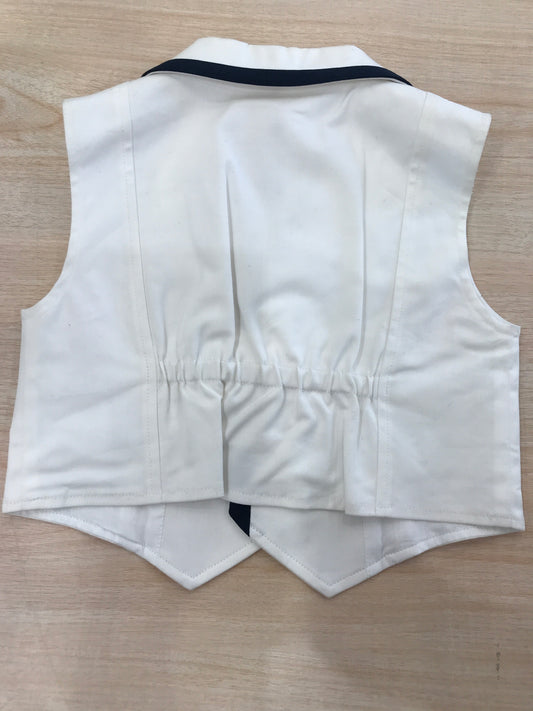 Gilet Cielo Blu in cotone bianco con richiami blu scuro e bottoncini