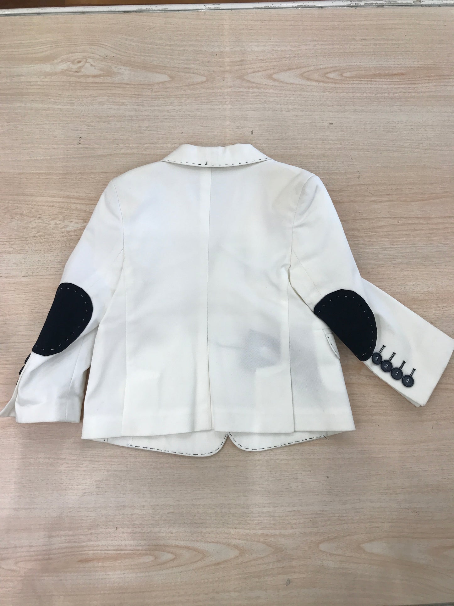 Giacca Sweet Baron in cotone bianco con rifiniture blu scuro con toppe blu