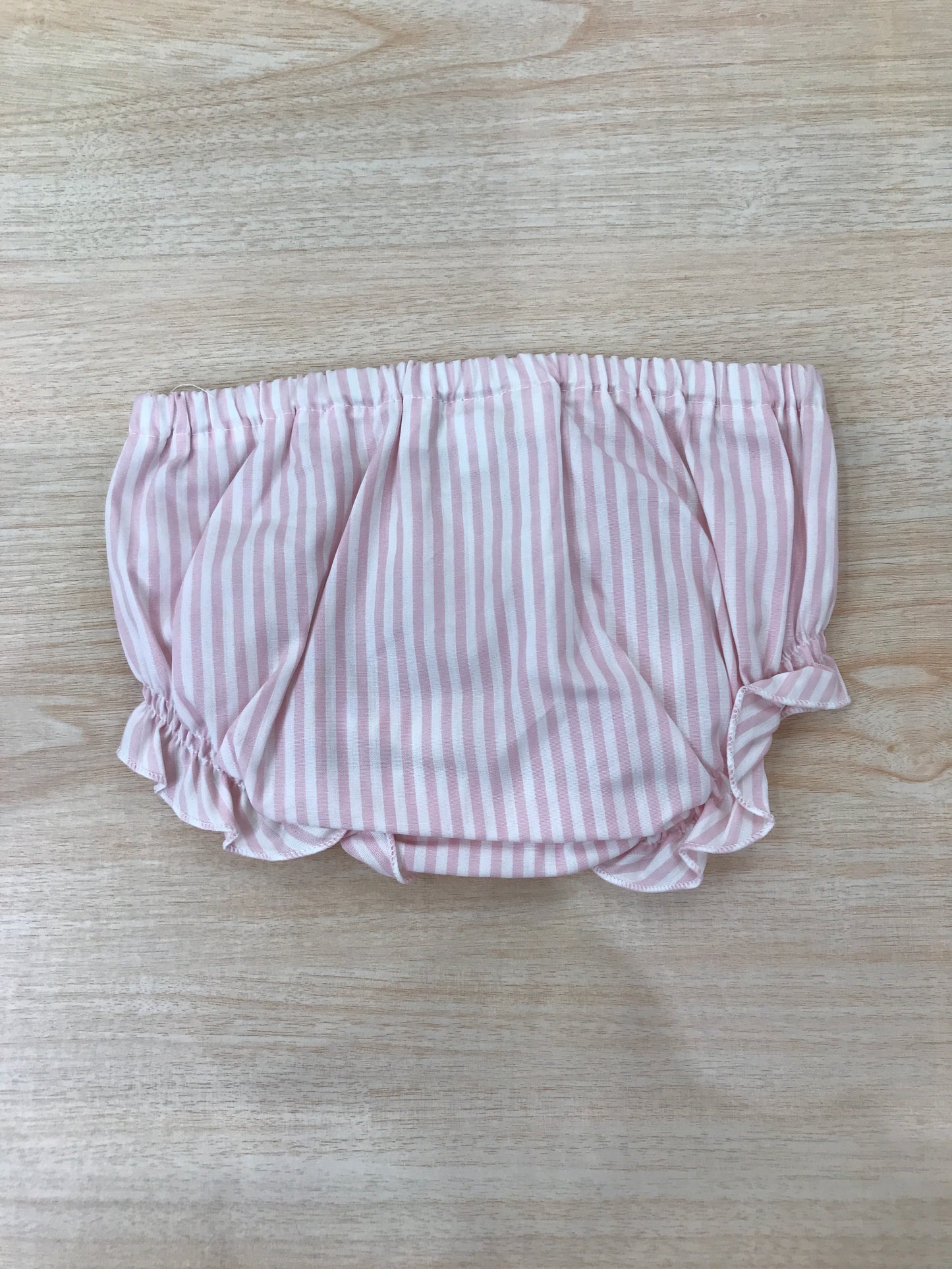 Culotte Cielo Blu in cotone a righe rosa e bianche con smerlo