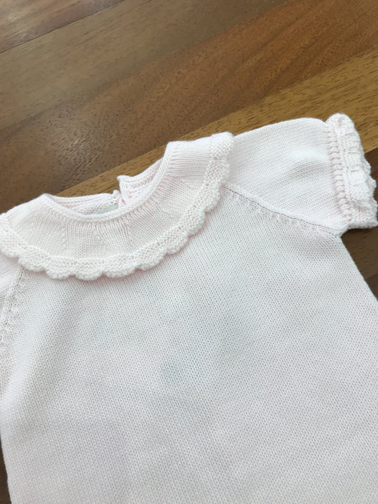 Pagliaccetto PCS mezza manica in filo rosa con collo con rusche