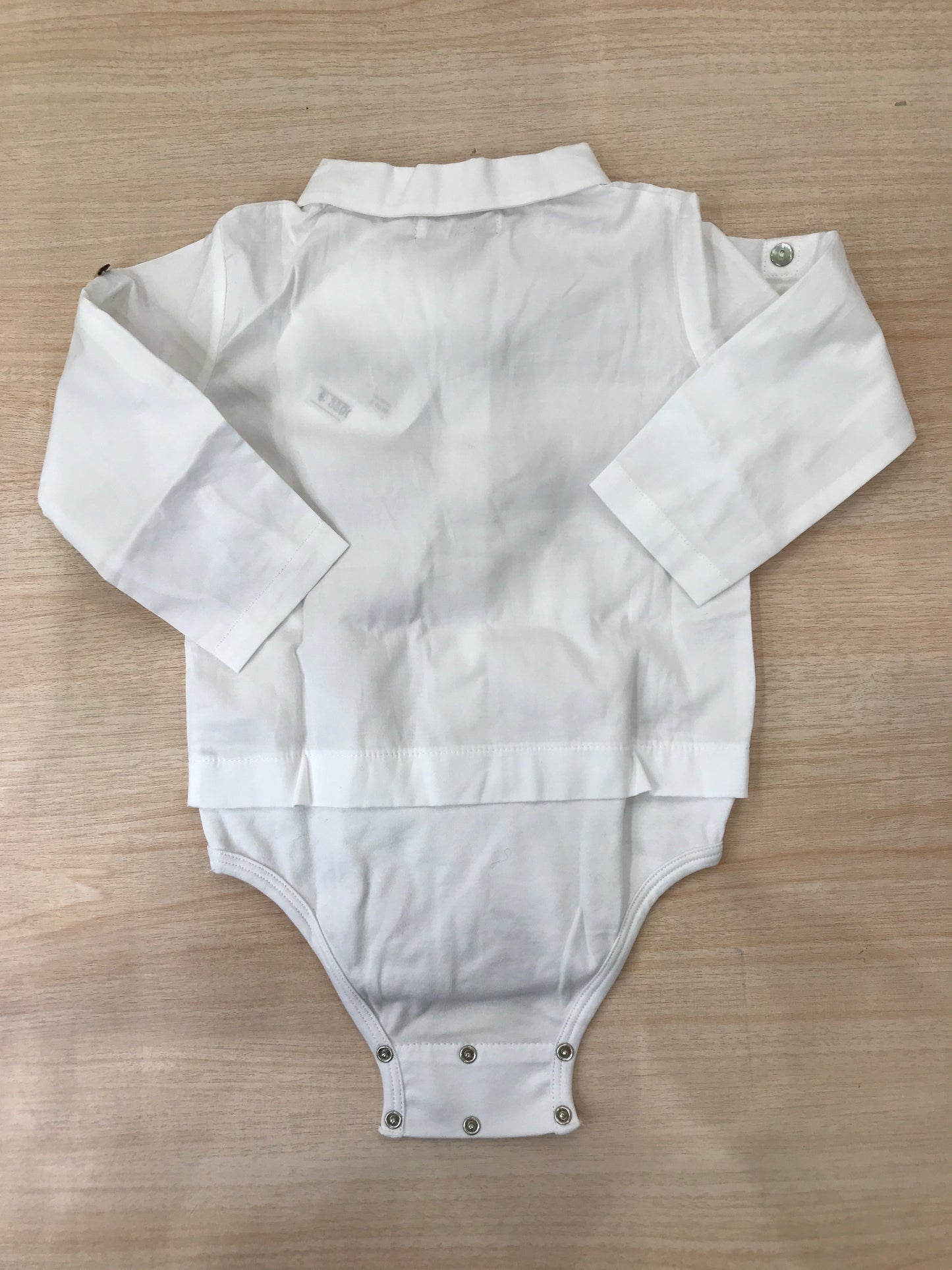 Body Laranjinha in cotone manica lunga effetto camicia colletto a punta