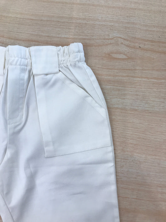 Pantalone Juppolà in cotone bianco con tasche laterali ed elastico in vita