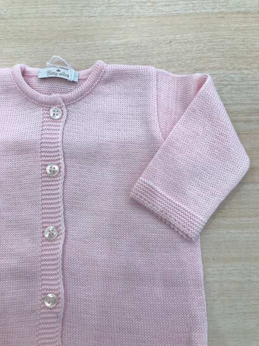 Cardigan Baby Lord in filo rosa modello coreano con bottoni sul davanti