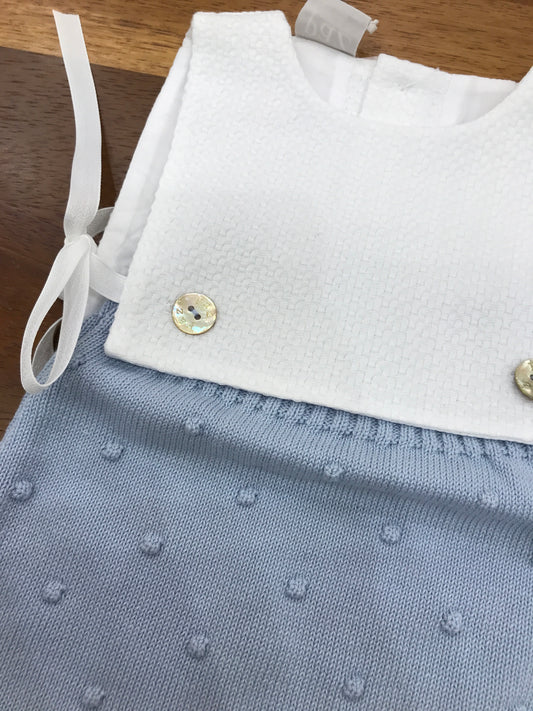 Pagliaccetto Paz Rodriguez in filo e cotone smanicato con lacci per fiocco laterale con pois tono su tono sul sotto
