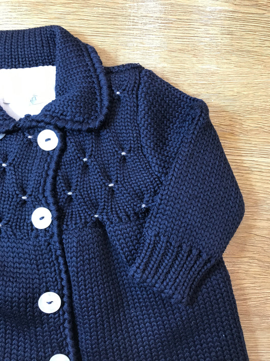 Cappotto Colibrì in lana foderato doppiopetto con lavorazione di punto smock tortora