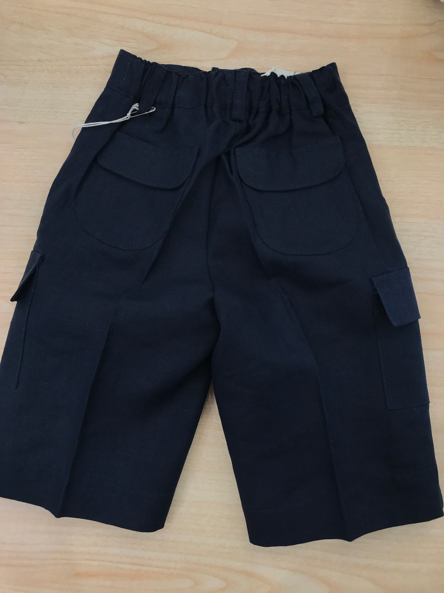 Pantalone Le Guinol in lino blu scuro con tasche laterali