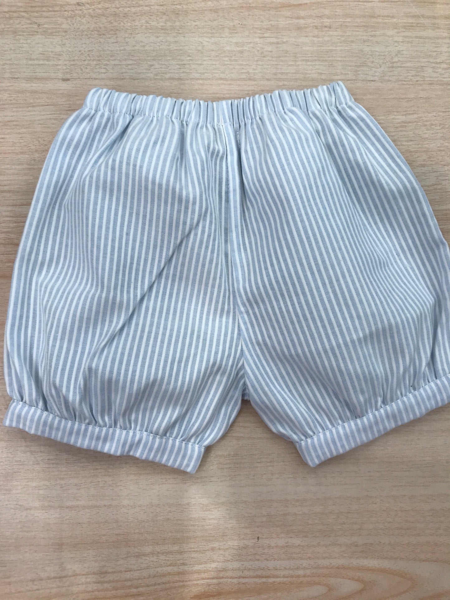 Pantalone Nanan in cotone a sbuffo a righe bianche e celesti