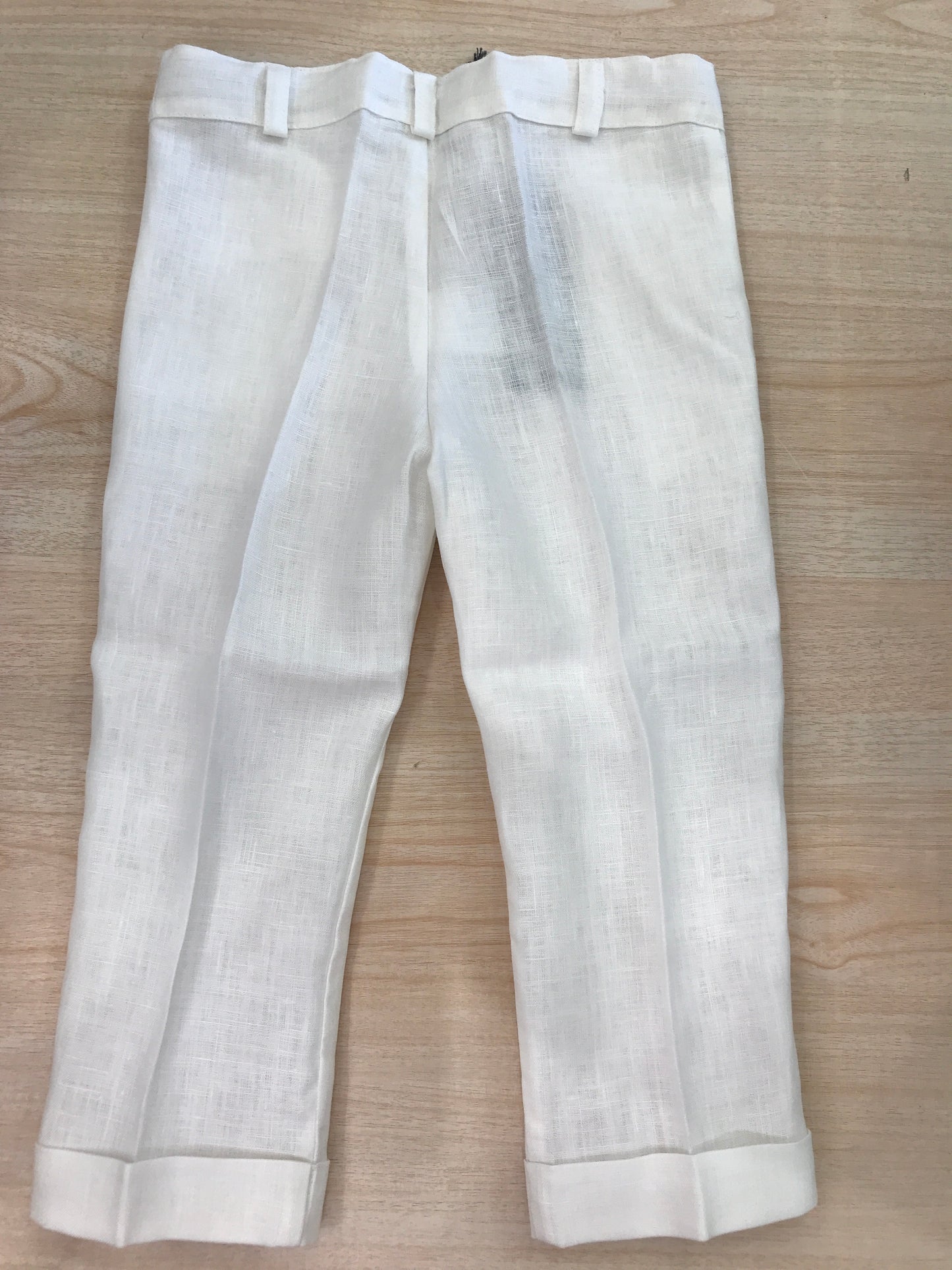 Pantalone Jo Milano in lino lungo bianco con tasche sul davanti