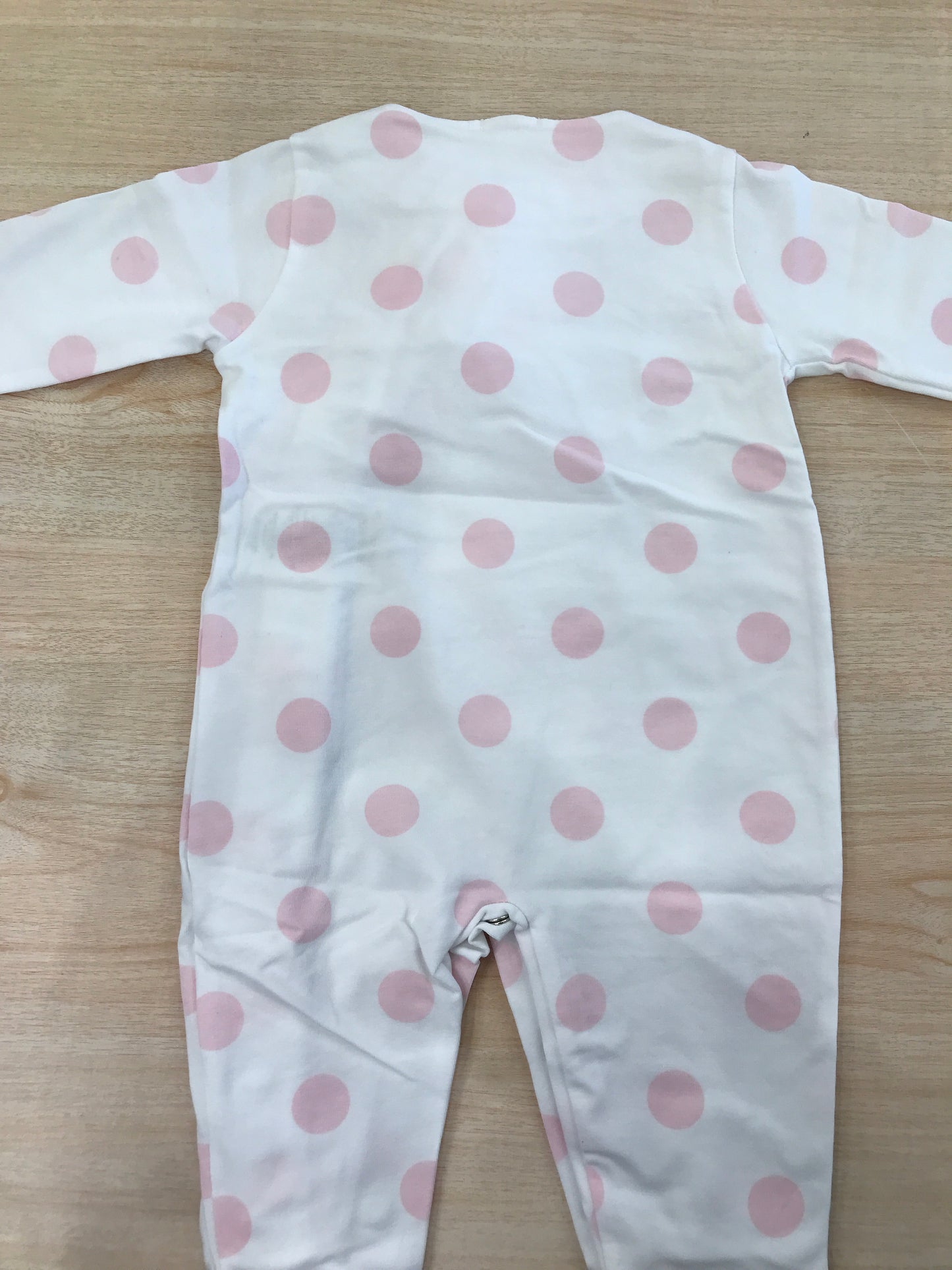 Tutina Nanan in cotone manica lunga con piedini a pois rosa con fiori con chiusura antipanico