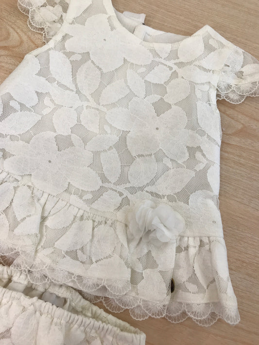 Abito Paz Rodriguez di cotone con tulle ricamato con culotte abbinata
