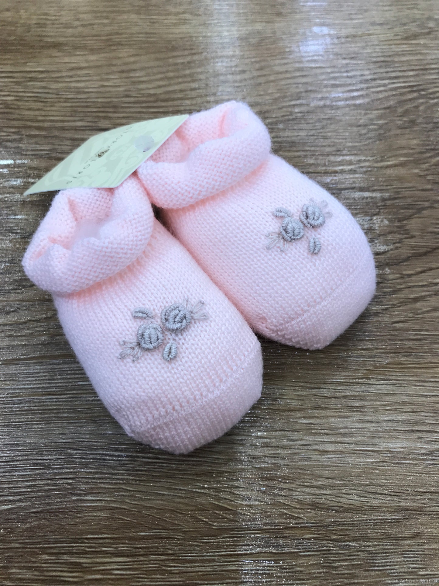 Babbucce Story Loris in lana rosa con roselline