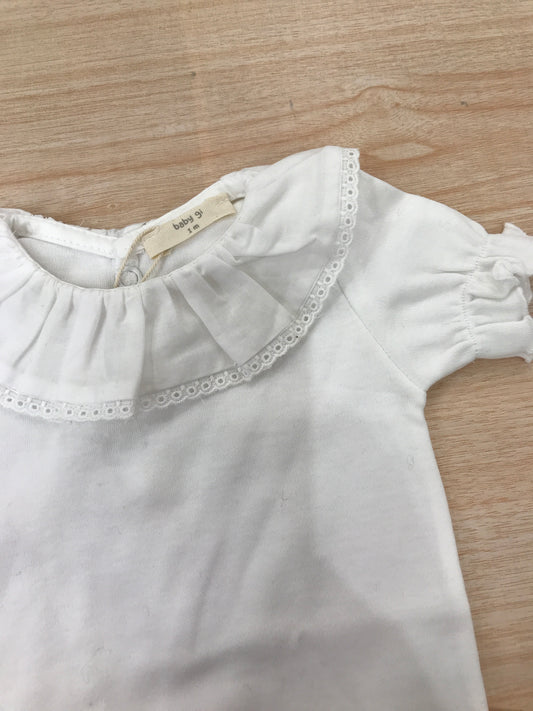 Body Baby Gi in cotone mezza manica con collo con rusche con san gallo