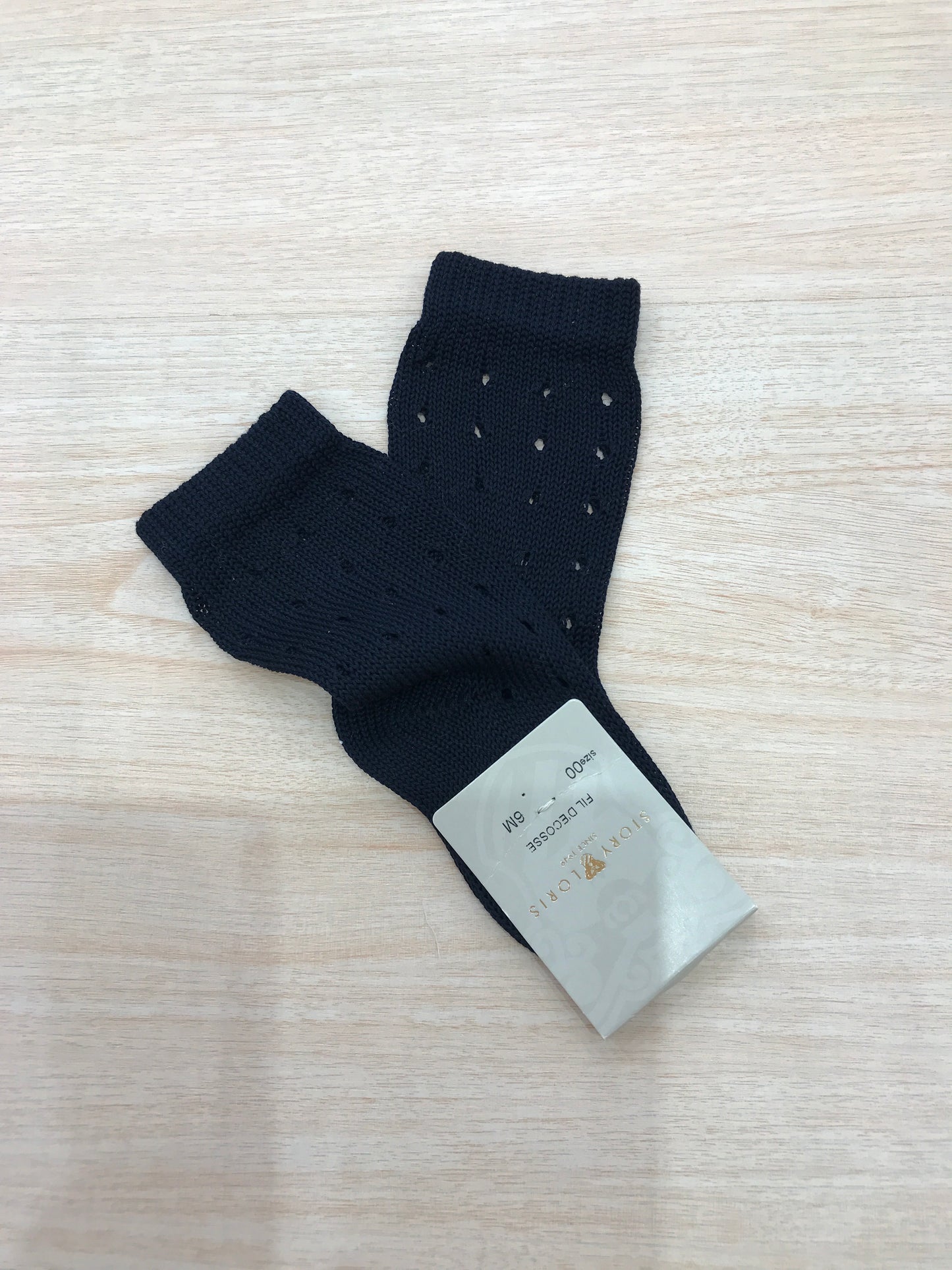 Calzino Story Loris in filo blu scuro traforato