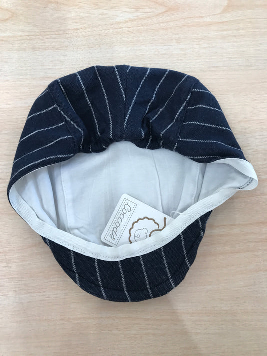 Coppola Coccodè in cotone blu scuro con righe grigie con visiera rigida