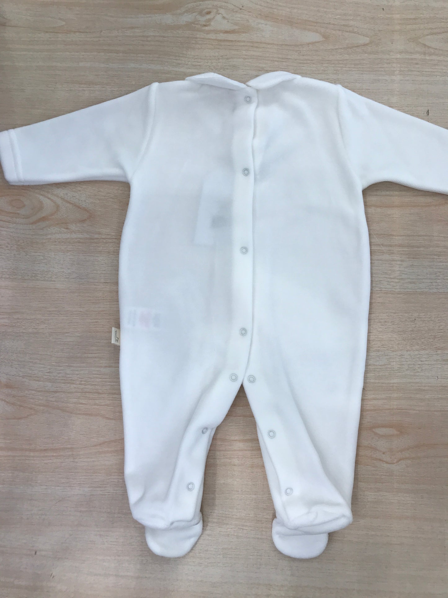 Tutina Baby Gi in ciniglia panna intera con mongolfiera ricamata