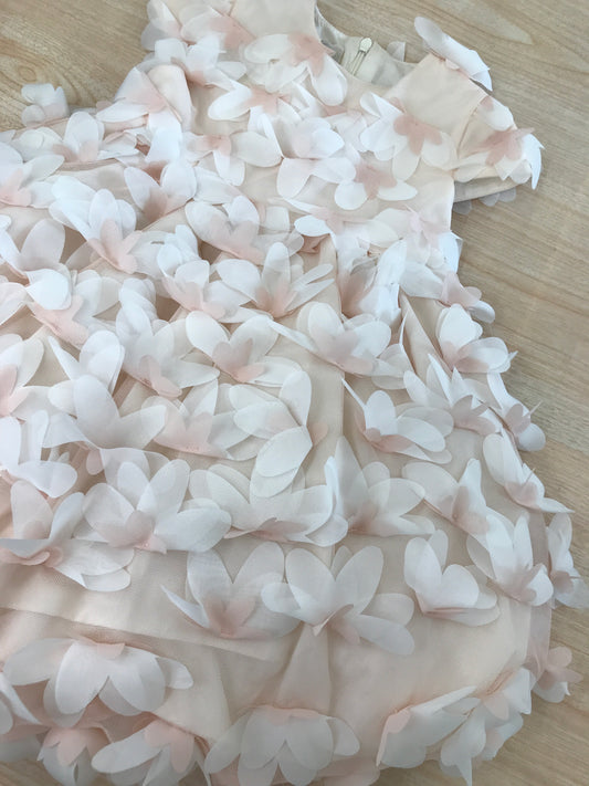 Abito Ladia in cotone con tulle mezza manica gonna ampia con tanti piccoli fiori applicati su tutt'esso