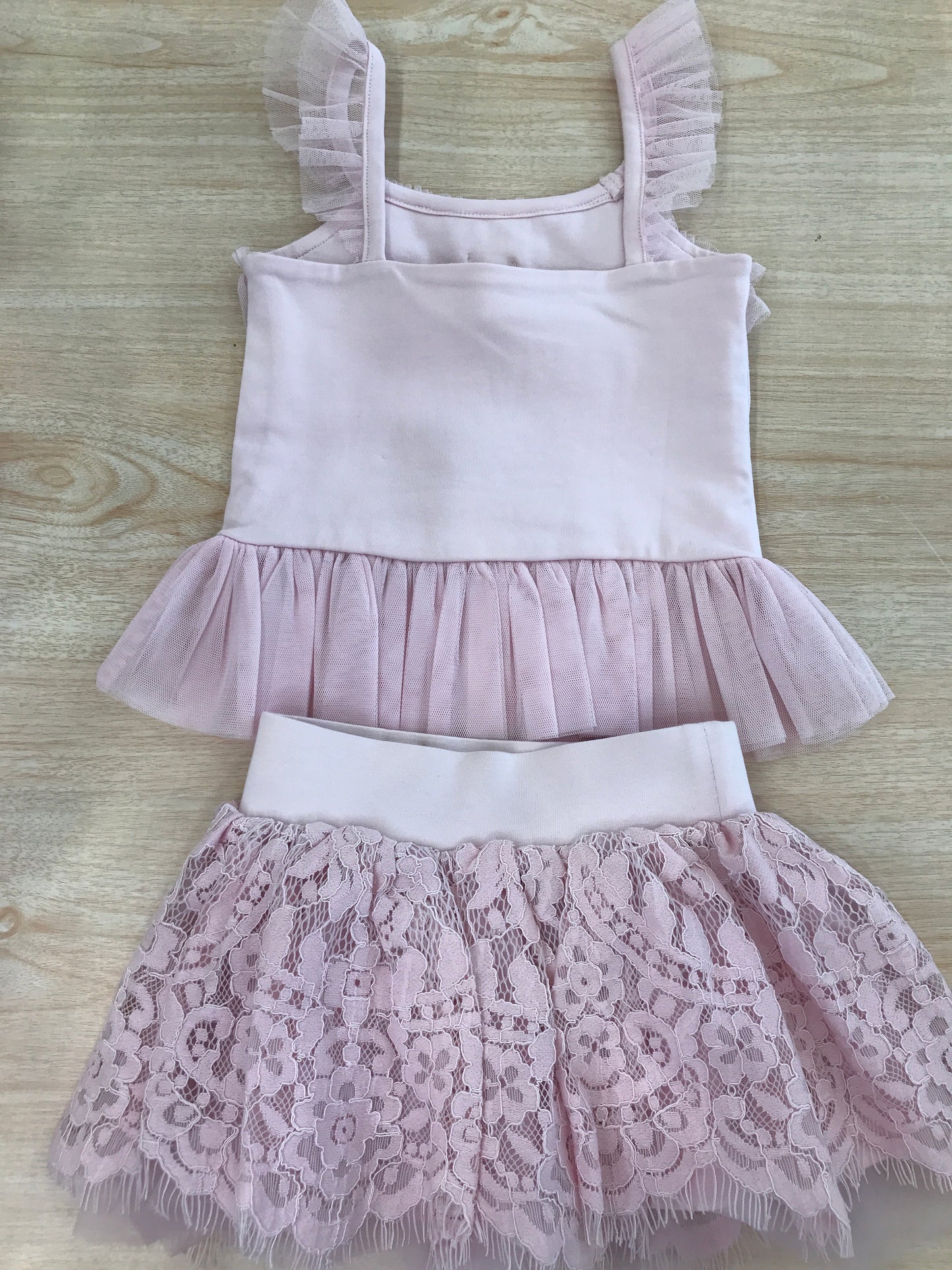 Completo Angel's Face in cotone canotta con bretelle con tulle gonna con pizzo