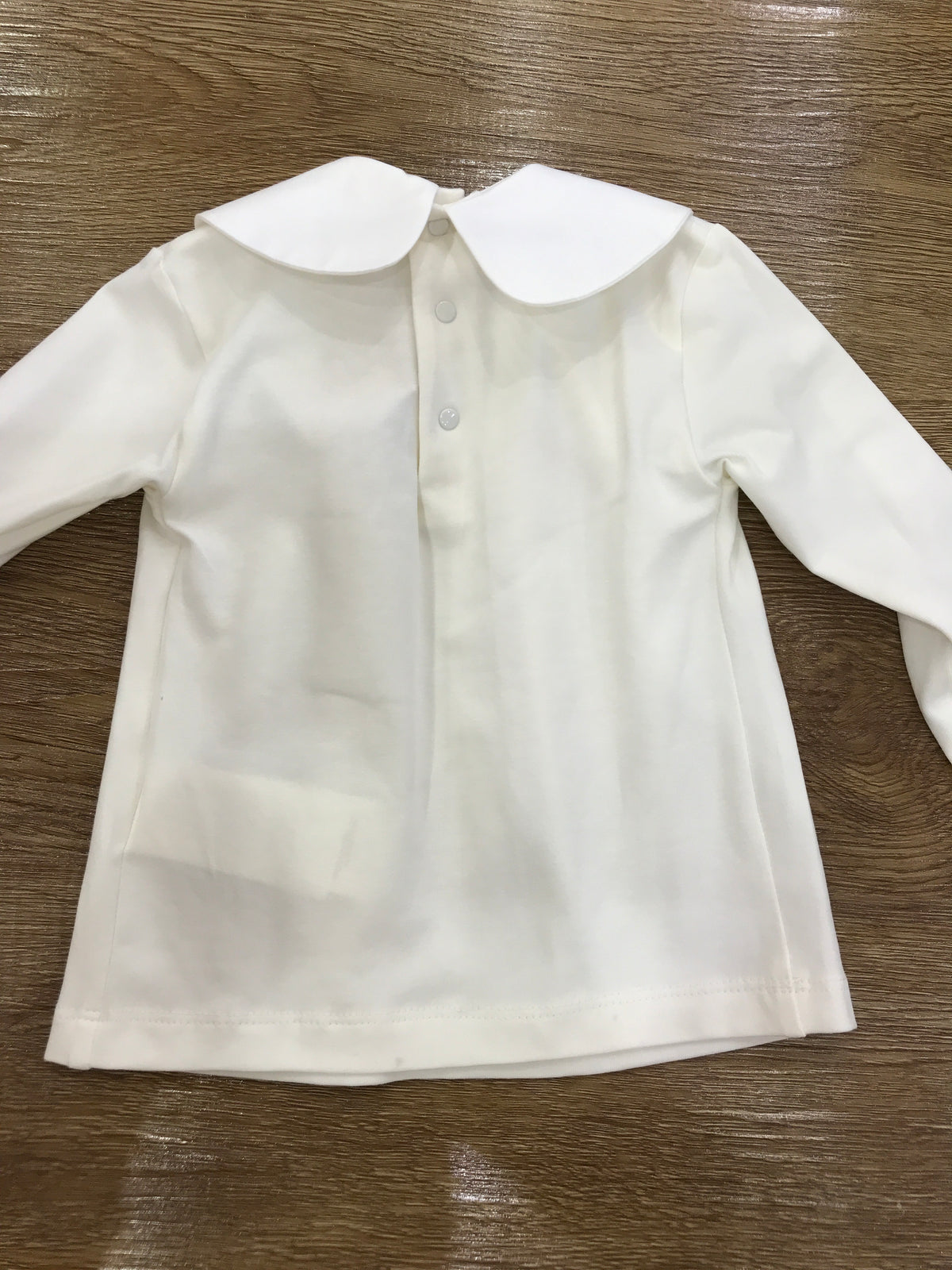 T-shirt Le Bebè in caldo cotone con colletto con ricami rossi beige e verdi