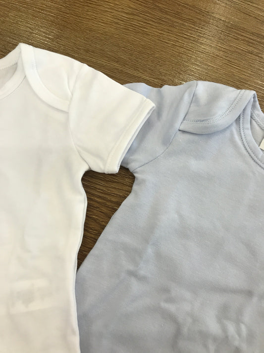 Body Story Loris in coppia bianco e celeste in cotone mezza manica