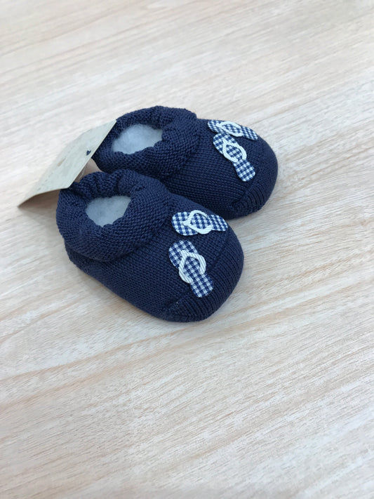 Babbucce Story Loris in filo blu con infradito applicate sul davanti