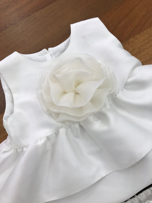 Completo a'lapage in seta e raso blusa con fiore centrale con culotte in seta