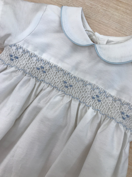 Pagliaccetto Les Enfants de Gisele in cotone mezza manica a sbuffo con corpetto rifinito da punto smock