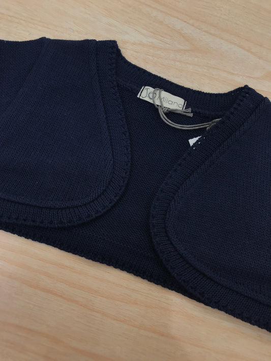 Cardigan Jo Milano in filo blu scuro aperto sul davanti