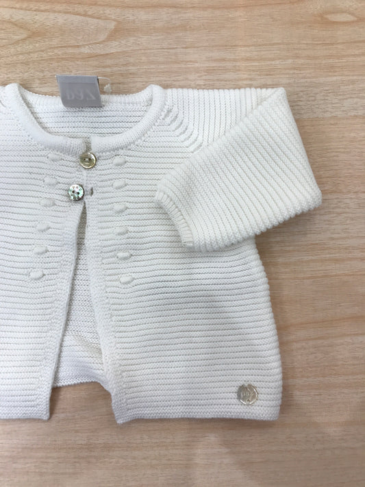 Cardigan Paz Rodriguez in filo panna manica lunga con piccoli bottoni sul davanti con pois