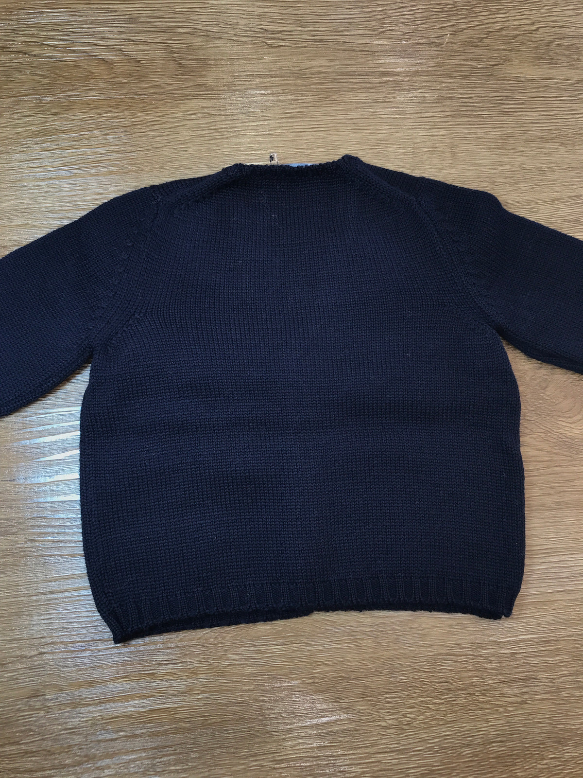 Cardigan Colibrì in lana blu scuro con taschino e piccoli bottoncini sul davanti
