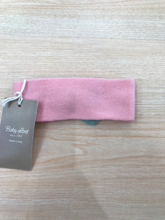 Fascia Baby Lord in filo rosa ortensia con fiocco verde sul davanti