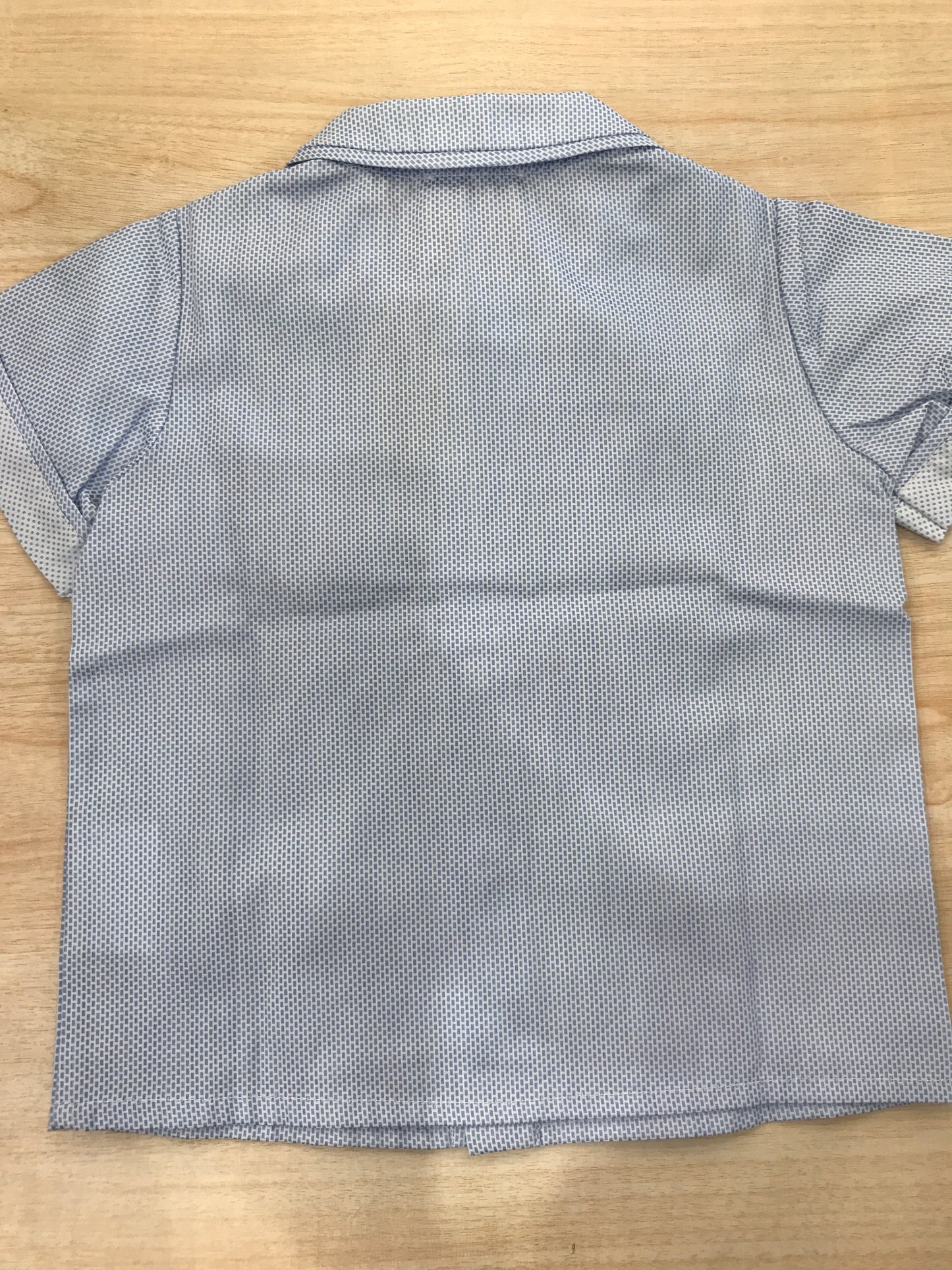 Camicia Colibrì in cotone mezza manica celeste con pois